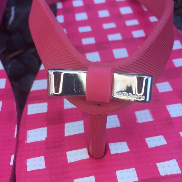 Coach Amel Poppy/Pink Gingham Flip Flops Size 10 - Picture 8 of 10